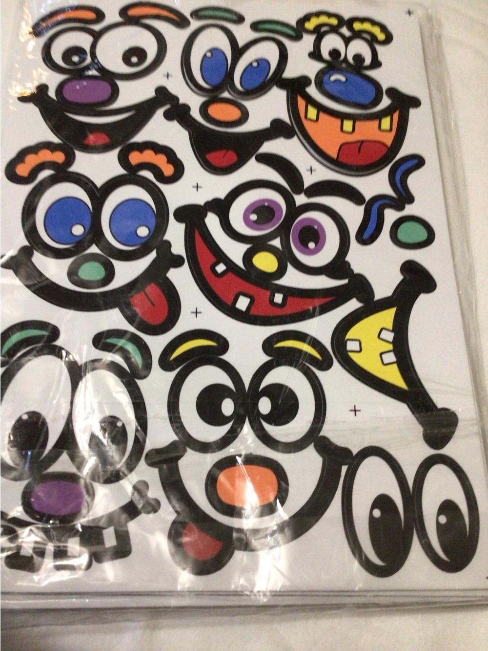 Playful Multicolor Party Face Sticker Sheet - Home Party Supplies